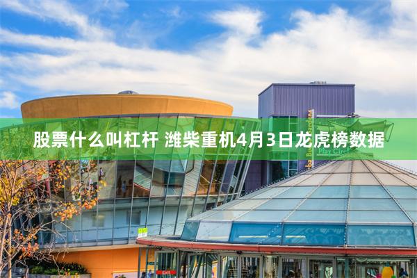 股票什么叫杠杆 潍柴重机4月3日龙虎榜数据