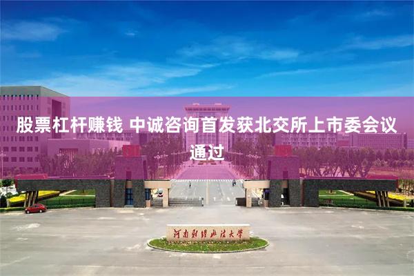股票杠杆赚钱 中诚咨询首发获北交所上市委会议通过