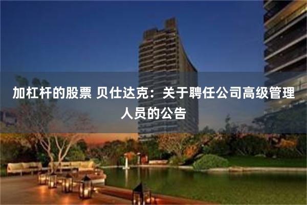 加杠杆的股票 贝仕达克：关于聘任公司高级管理人员的公告